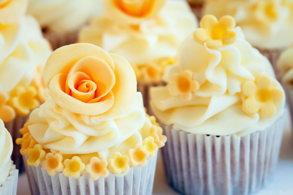 Alternative zur Hochzeitstorte gelb Cupcakes